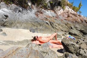 He pulls out his big cock in front of this stranger. How will she react? It is really risky!