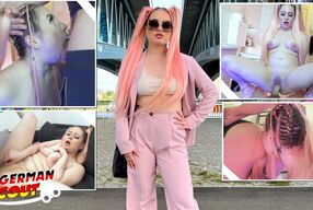 GERMAN SCOUT - Pink Hair Teen Maria Gail with Saggy Tits at Rough Anal Sex Casting