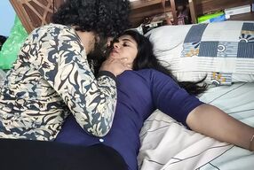 Churidar leggings removal and top only romance sex video by Vaishnavy and Sharun Raj, Mallu couple hot bedroom romance sex