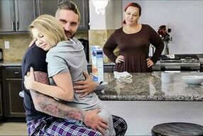 Stepdaughter Cara May gets her mouth stuffed with cum after breakfast