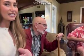 Lily Phillips and Lillian Phillips help an older man with his blowjob and threesome