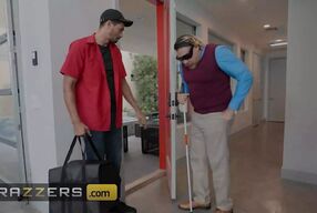 BRAZZERS - Jennifer White Plays A Cucking Game With Her Husband Where He Acts Blind As She Takes Two Big Cocks