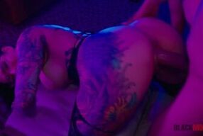 Macana Man's massive black cock drills and rides a tattooed Latina MILF's big tits and ass