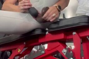 Fit blonde milf with a big ass and a wet pussy gets off with her gym trainer's help