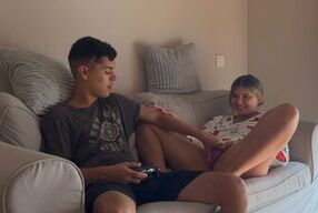 My stepsister won't let me finish my game until I pound her wet pussy with my hard cock