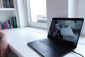 Happy Guy Jerking off to Hardcore Porn Featuring Me While Simultaneously Fucking Me and Cumming Deep Down My Throat!