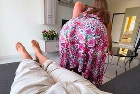 Step Mom caught Step Son with boner while cleaning and helped him cum quickly