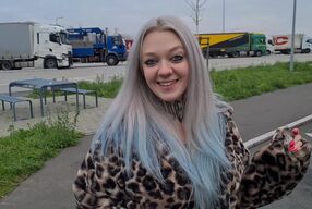 Kinky teen babe sucks cocks empty on rest area toilets