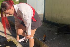 I caught my neighbor's daughter, a graduate, drinking and punished her with a bottle in her ass