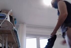 Sexy wife does housework naked.