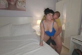 Horny stepmom asks her stepson to fuck her and cum inside her hairy pussy