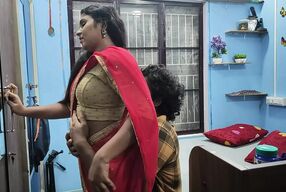 Mallu girl hot red half saree romance and sex with boy friend