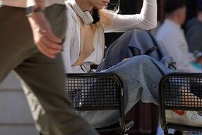 two really beautiful cute girls expose their bodies in public