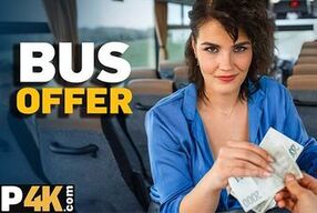 VIP4K. Pretty big titted lady is fucking in the bus