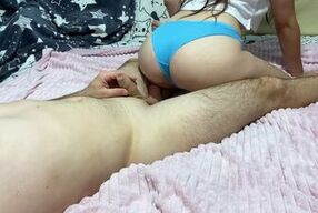 Stepdaughter's night visit to her stepdad's bed ended with sex and cum in her new panties