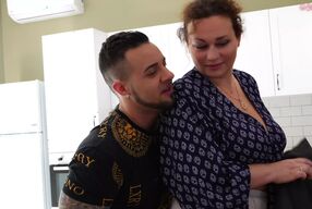 Hot Naughty Girl Seduces Her Stepmother's Lover and He Fucks Them Both Hard in the Mouth with His Huge Dick!