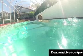 Hot Wet Milf Deauxma Swims Nude & Rubs Tits In PornStar Pool