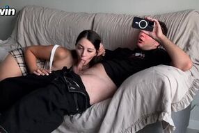 Step Sister's Prank Gone Wrong... She Wanted To Scare Step Brother But He Jerking Off When Was Alone