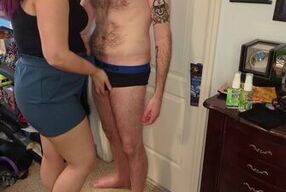 CFNM Hotwife Strips Cuckold to Tease his Locked Cock!