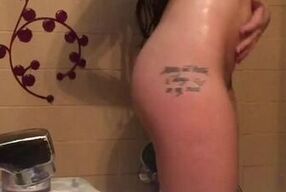 girl showering at her parents' house