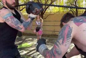 Bi MMF Threesome - Girl Boxer Takes Turns on Two Big Cocks! Steve Rickz, Awlivv, Buck Richards