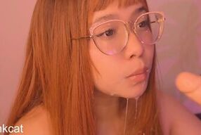 Deepthroat a lot of saliva and drool on my tits