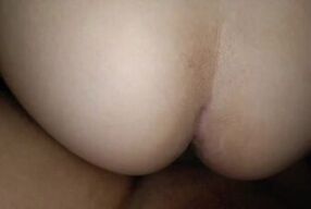 Follando al estilo de perrito. Pareja aficionada follando en primer plano.