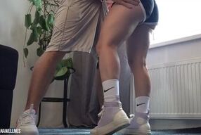 Fuck In Sneakers & Workout Clothes , Fit Couple Wanted Home Training , Standing Sex , Bubble Butt