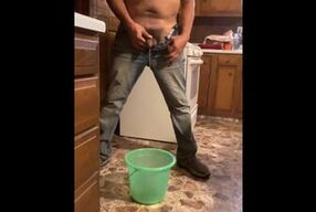 Desperately need to piss while cooking supper (holding my piss until I couldn’t , I piss in bucket)