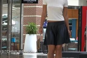 Braless teen at the mall