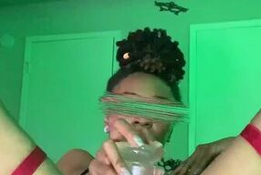 Skinny slut stuffs her tight pussy hard and rough to orgasm