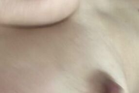 Playing with big natural Chinese boobs in the morning