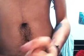 Young man with big dick masturbating on cam
