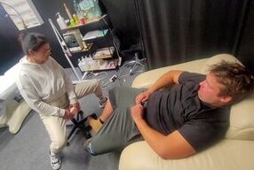 I'm sitting in the waiting room and looking at the lady, I'm getting excited, I start jerking off, s