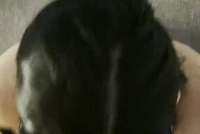 Collared and leashed slut sucks dick and takes cum all over her face