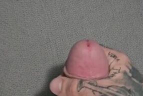 Tattooed Stud Blows Fat Load All Over The Blanket
