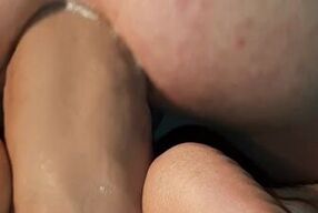 Monster Mr Hankey dildo Anal ride while showing my feet.