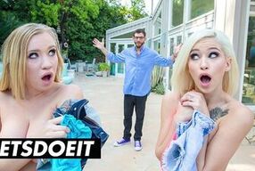 Pool Fuck Threesome with Horny Teens & Rich Step Dad - SCAM ANGELS