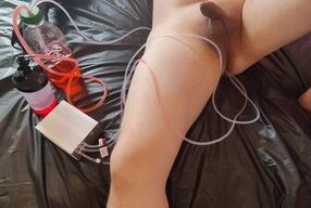 Halloween bloody enema from my new enema machine with inflatable nozzle