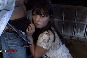 Outdoor Japanese babe sultry teases then Blowjob session intensifies with MILF