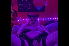 BBW Goth Cat Girl in Lingerie