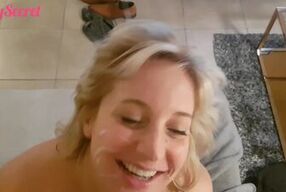 Real amateur cumslut facial : first big load POV.