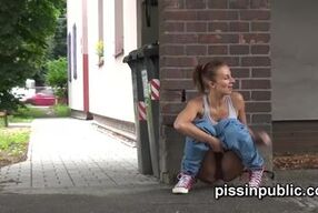 Naughty girls found a good spot to pee next to their neighbours place