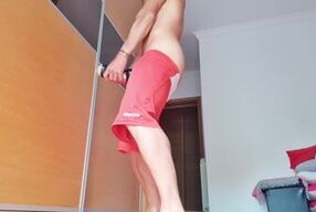 Moaning in Ecstasy as I Masturbate My Big Cock with a Fleshlight at the Window Until Cum Fills it