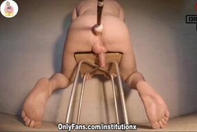 Goddess Jas uses fucking machine to make sub Tommy cum over and over again and milk his balls dry