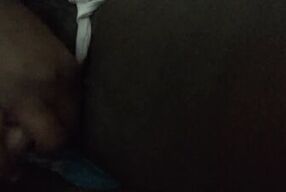 Ebony fucks dildo