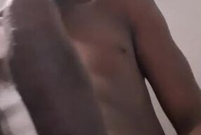 Young black guy stroking BBC