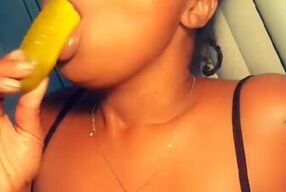 Sloppy mouth pretend the pickle is your dick